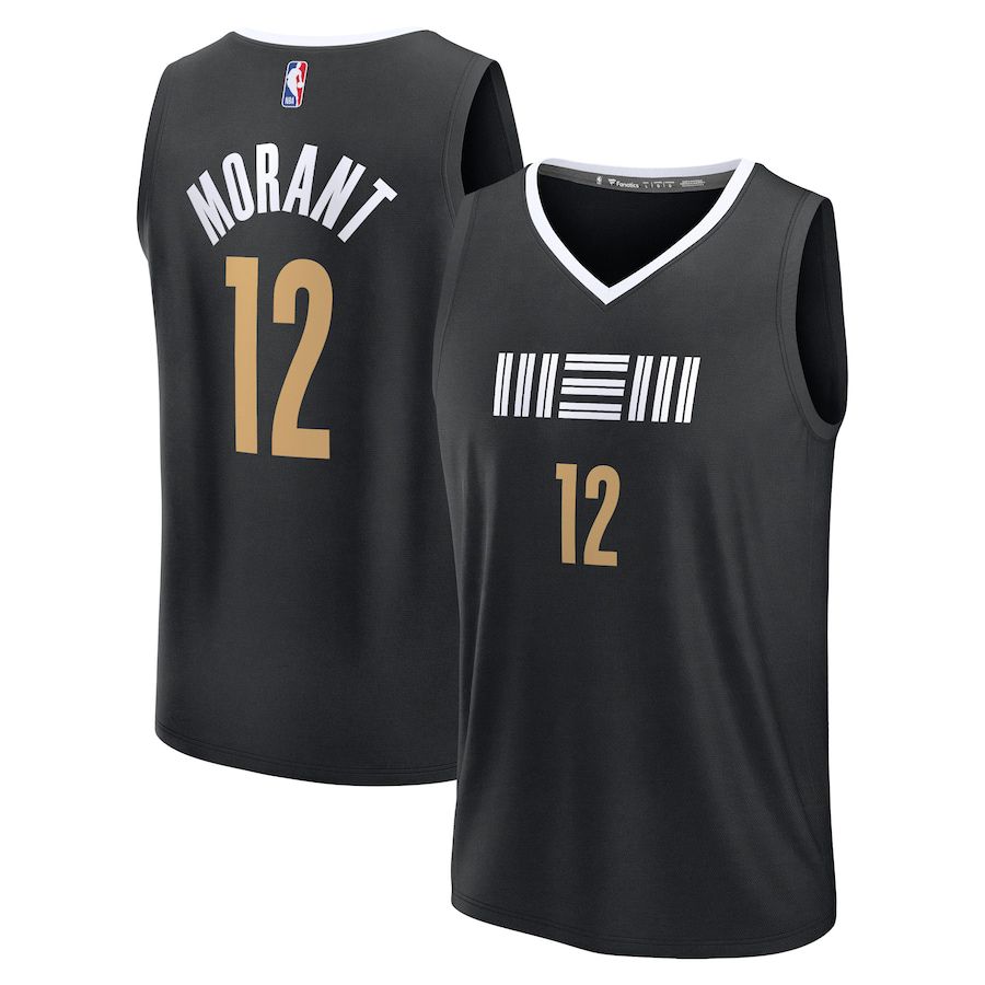 Men Memphis Grizzlies #12 Ja Morant Fanatics Branded Black City Edition 2023-24 Fast Break NBA Jersey->los angeles lakers->NBA Jersey